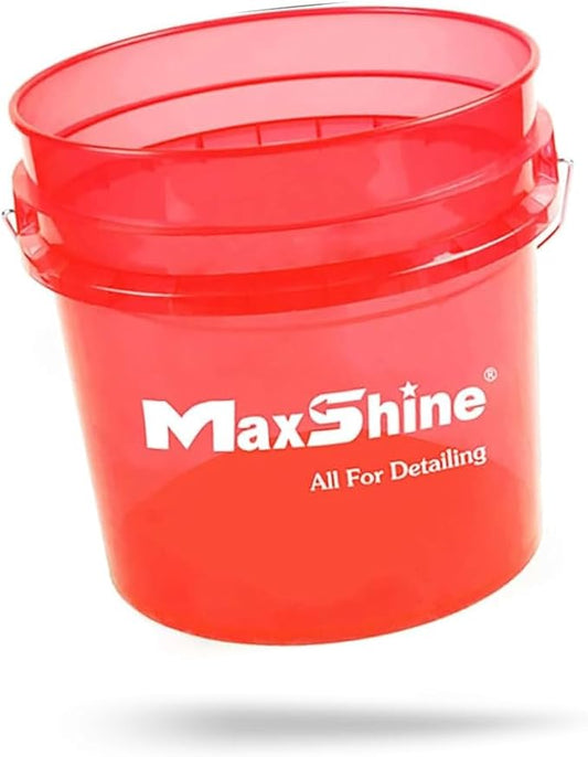 Maxshine 3.5 Gallon Universal Detailing Bucket (Red) | Car Wash Bucket for Scratch-Free Washing | Garage Storage & Auto Detailing Tool Holder | Holds Soap, Foam Cannon, Brushes, Microfiber Towels