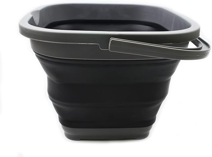 SAMMART 10L (2.6 Gallon) Collapsible Rectangular Handy Basket/Bucket (Grey/Black (Set of 2))