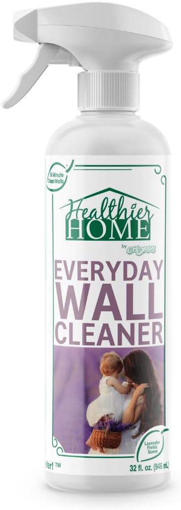 CHOMP! Painted Wall Cleaner Spray, Multipurpose for Walls, Ceilings, and Baseboards, Removes Dirt, Dust, Odor, Stains, Healthier Home 5-Minute CleanWalls 4-in-1, 32 Ounces (Lavender Fields)