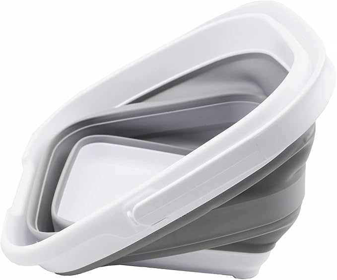 SAMMART 10L (2.6 Gallon) Collapsible Rectangular Handy Bucket (White/Grey, 1)