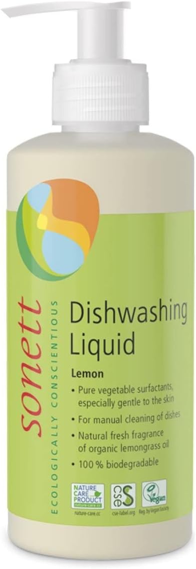 Sonett Organic Dishwashing Liquid Organic 100% Biodegradable Lemon, 10 Fl.Oz (Pack of 6)
