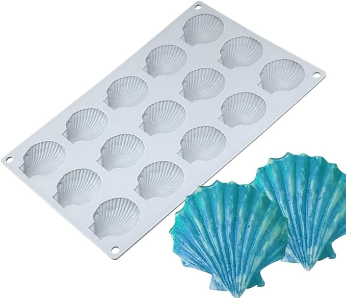 mostsom Silicone Sea Shell Mold Baking Mould Ice Cube Tray Shell Shape Silicone Mold for Chocolate, Soap, Candle, Fondant Birthday Cake Decoration and Jelly (Sea Shell J)