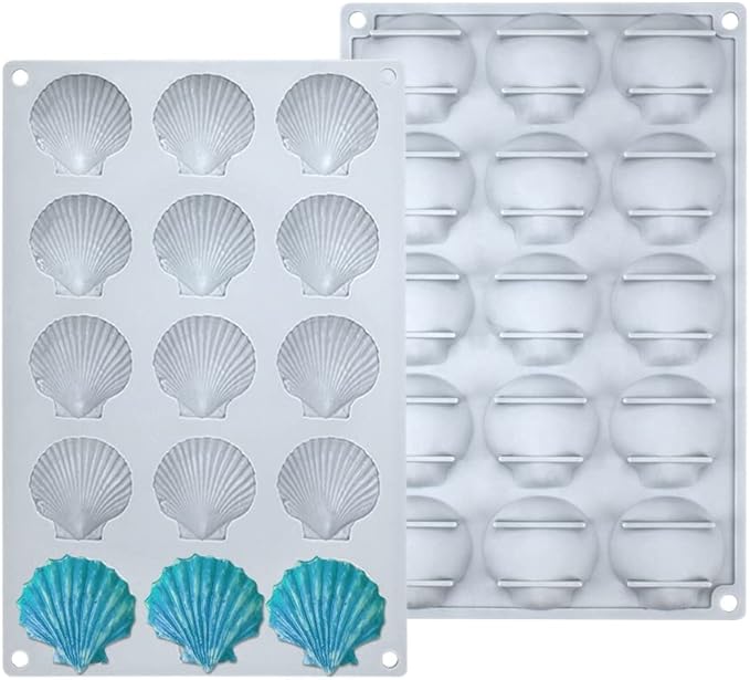 mostsom Silicone Sea Shell Mold Baking Mould Ice Cube Tray Shell Shape Silicone Mold for Chocolate, Soap, Candle, Fondant Birthday Cake Decoration and Jelly (Sea Shell J)