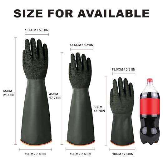 North Tower Chemical Resistant Gloves Rubber Heavy Duty Glove Work With Waterproof Gloves For Mens （14in,2 pair）