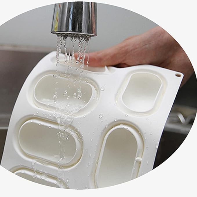 8 Slots 3D Oval Shape Silicone Soap Mould Handmade Jelly Maker Cake Mold Tool