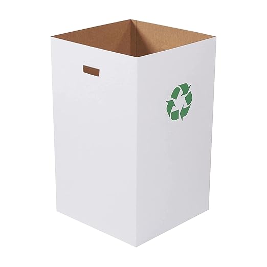 BOX USA Cardboard Trash Cans and Recycling Bins, 40 Gallon 18" L x 18" W x 30" H (10-Pack) Reusable or Disposable Pop Up Garbage Boxes for Parties, Outdoor Events, Heavy Duty, Recycle