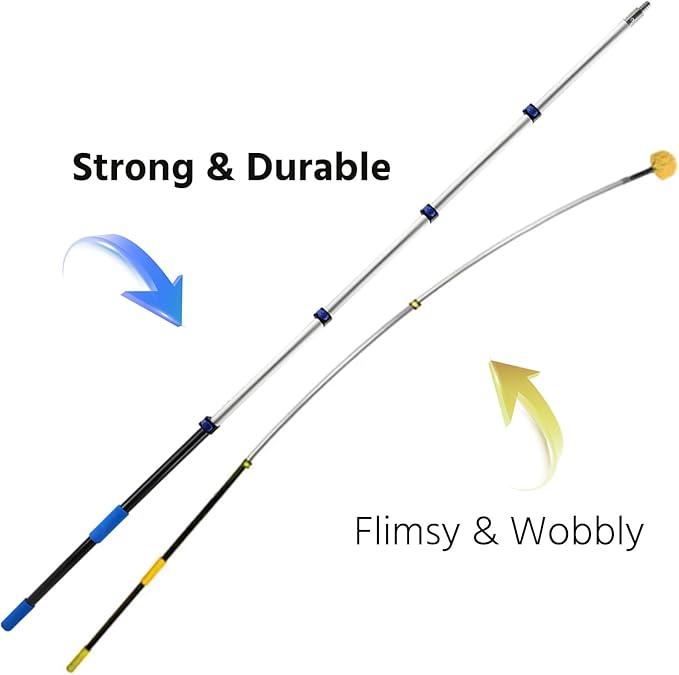 23FT High Reach Cobweb Duster with Extension Pole, Spider Web Brush with Lightweight 4-16.5 ft Telescoping Pole, Soft Bristles Webster Cobweb Duster for Outdoor Indoor Cleaning