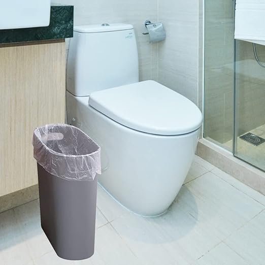 Small Trash Can Plastic Bathroom Wastebasket 3.2 Gallon Slim Garbage Container Bin with Handle for Home Kitchen Bathroom Bedroom Office, 2 Pack (Grey)