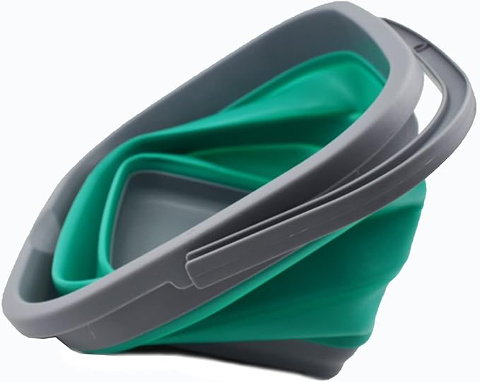 SAMMART 11L (2.9 Gallon) Collapsible Rectangular Handy Bucket (1, Dark Grey/Bluish-Green)