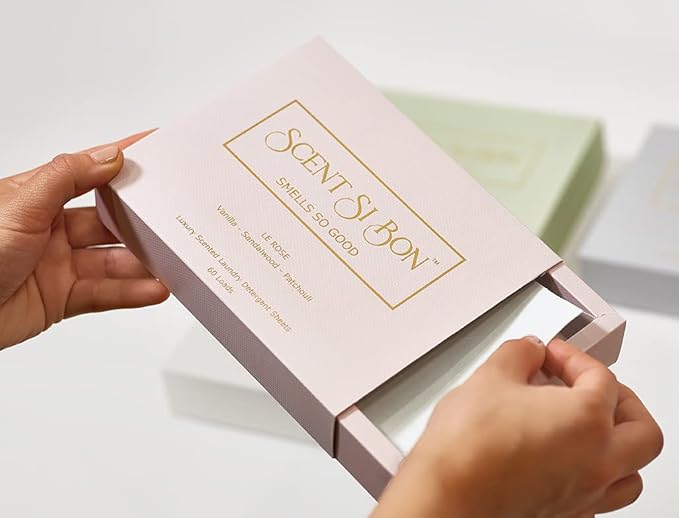 Luxury Scented Laundry Detergent Sheets, 60 Loads, Le Rose Scent With Vanilla, Sandalwood, Patchouli, Eco-Friendly Formula, Biodegradable Detergent Strips, Liquid-Free Laundry Sheets