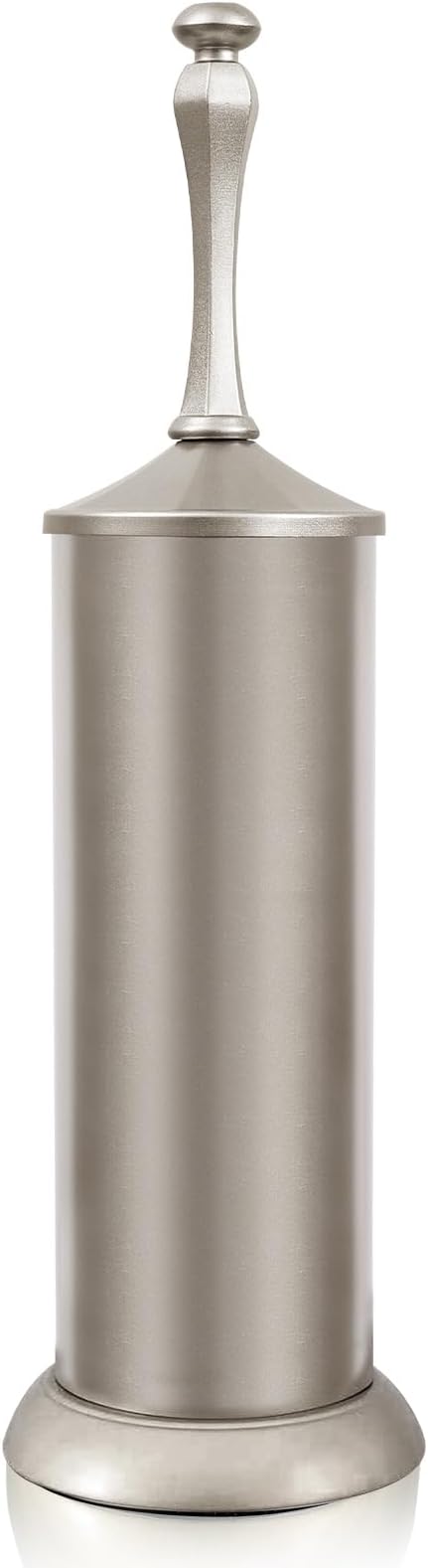 Stain Nickel Toilet Brush and Holder，Extra Long Handled Toilet Brush for Bathroom，Stainless Steel Heavy Duty Toilet Bowl Brush,Deep Cleaning Modern Toilet Cleaner Brush -Space Saving, Covered Brush
