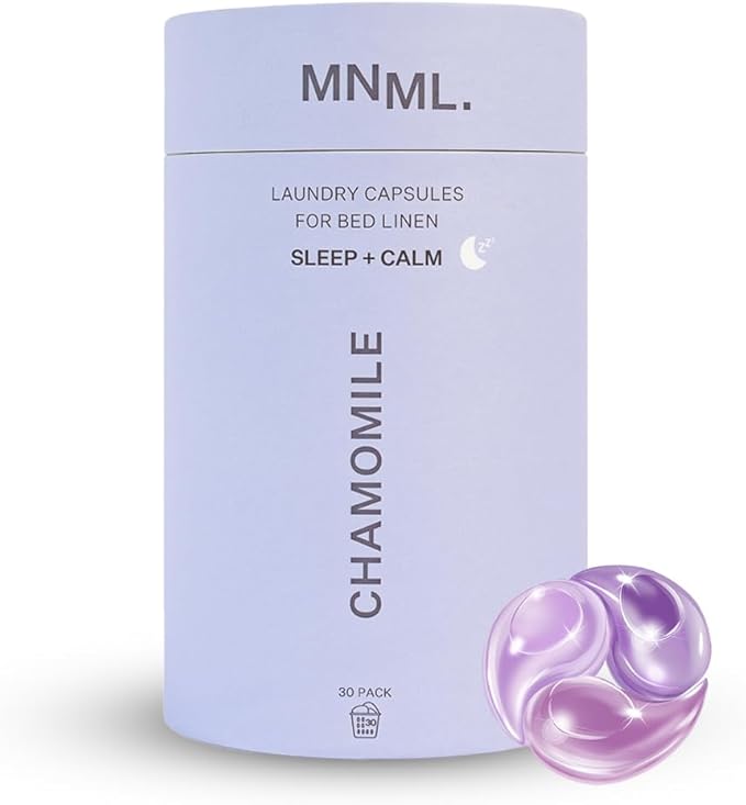 MNML Chamomile Laundry Pods designed for Sleep & Calm, Eco-Friendly Natural Laundry Detergent Pods for Sensitive Skin. No Waste, No Plastic, Natural Bio-Enzymes, Luxury Fragrance, 30ct Capsules