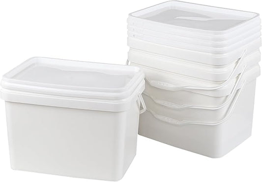 4-Pack 20 L/5 Gallon Food Grade Buckets with Lid, White Plastic Pails with Handle