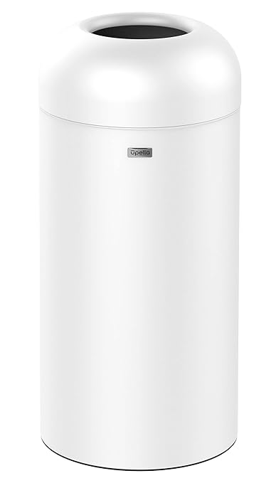 71 Liter / 18.8 Gallon Commercial Open Top Trash Can, Big Capacity, Brushed Stainless Steel（White