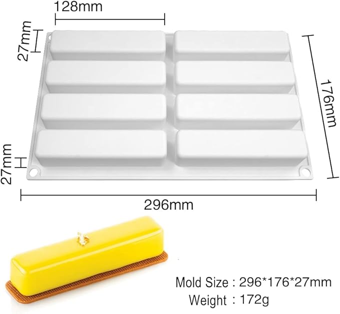 Long Square Shape Bar Mold Energy Bar Maker Silicone Mold for Ganache Jelly Caramels Cookies Pet Treats Baking Mold