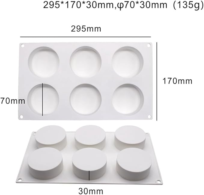 Cake Round Cylinder Cake Molds Silicone Molds for baking cookie Chocolate Covered Bakeware Pastry Mould Round Cupcake Cake Pan (Round K_11.8 X6.8 X1.2 inch)