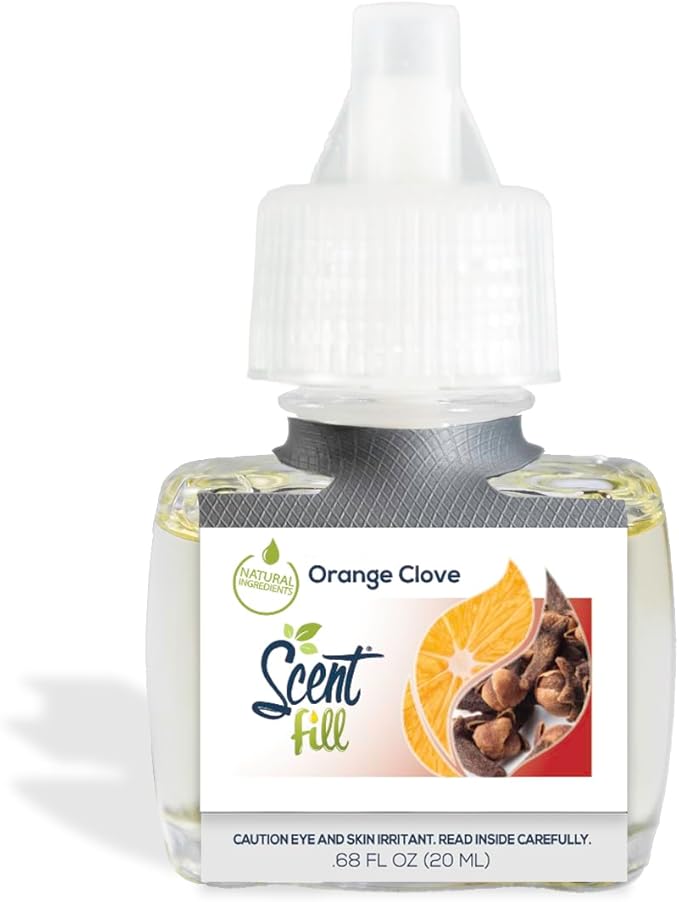 Scent Fill Orange Clove Plug in Air Freshener, Scented Oil Refills, 2 Refills + Diffuser