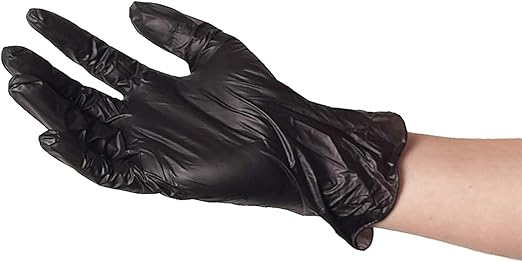 ForPro Professional Collection Disposable Vinyl Gloves, Black, Industrial Grade, Powder-Free, Latex-Free, Non-Sterile, Food Safe, 2.75 Mil. Palm, 3.9 Mil. Fingers, Small, 100-Count