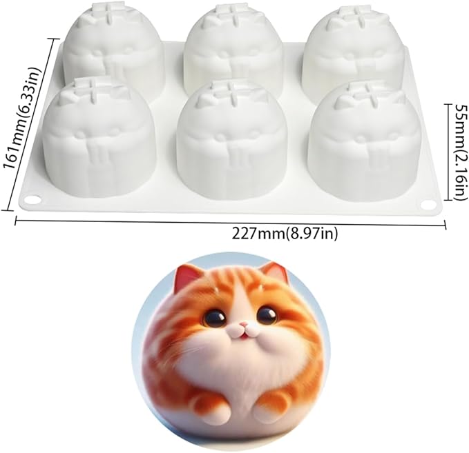 mostsom Silicone Baking Molds Cute Fat Cat Mousse Mold for Candy, Chocolate Cake Mould, Soap, Ice Cream, Breakfast Sandwiches, Omelets (H_Fat Cat)