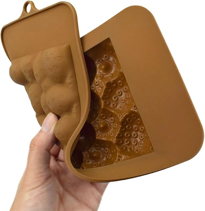 mostsom Chocolate Mold Silicone Strawberry Shape Mold for Stuffed Bar, Rectangle Pistachio Chocolate Bar Break Apart Candy Bar Molds (F_ 8.92x4.04x0.36 inch)