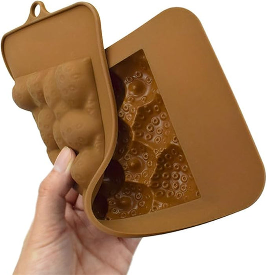 mostsom Chocolate Mold Silicone Strawberry Shape Mold for Stuffed Bar, Rectangle Pistachio Chocolate Bar Break Apart Candy Bar Molds (F_ 8.92x4.04x0.36 inch)