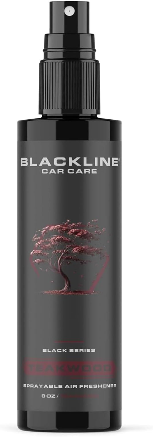 Blackline Car Care - Teakwood Car Air Freshener, Long-Lasting, Oder Eliminator, for Cars, Trucks, SUV, or Home Use - 8 fl OZ - Teakwood Air Freshener - Odor Spray