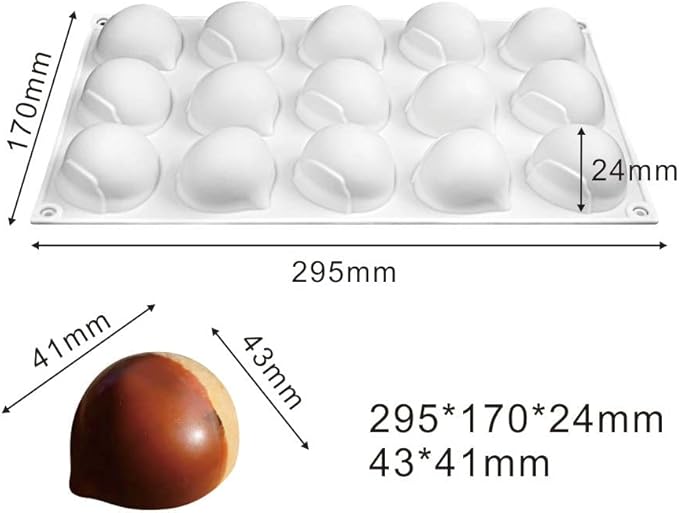 mostsom Mini Chestnut-Shaped Silicone Mold, 15 Cavity Non-Stick Gummy Mold for Chocolate, Fondant, Candy, Biscuits, Cookie, Jelly (Chestnut A)
