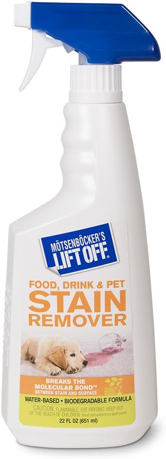 Motsenbocker's Lift Off 40501 Food, Drink, and Pet Stain Remover Spray Eliminates Tough Stains from Multiple Surfaces, Excellent as a Pre-Wash Laundry Treatment, Water-Based, 22 Fl Oz, Pack of 1