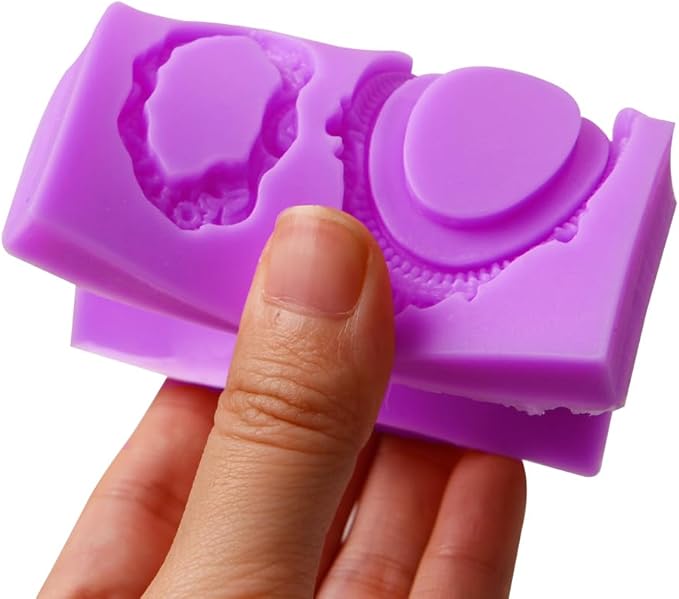 Crown Silicone Molds, Vintage Photo Frame Gem Chocolate Baking Molds, Cake Decoration Fondant Molds for Cupcake Topper Candy Gum Paste DIY Craft Clay Resin Set of 4