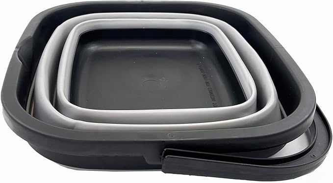 SAMMART 10L (2.6 Gallon) Collapsible Rectangular Handy Basket/Bucket (Black/Alloy Grey)