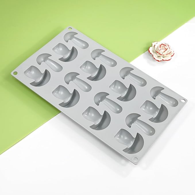 mostsom Silicone Mushroom Molds Nonstick Baking Pan Silicone Molds for Chocolate, Candy, Jelly, Ice Cube, Muffin (Mushroom N_11.92x7x0.88inch)