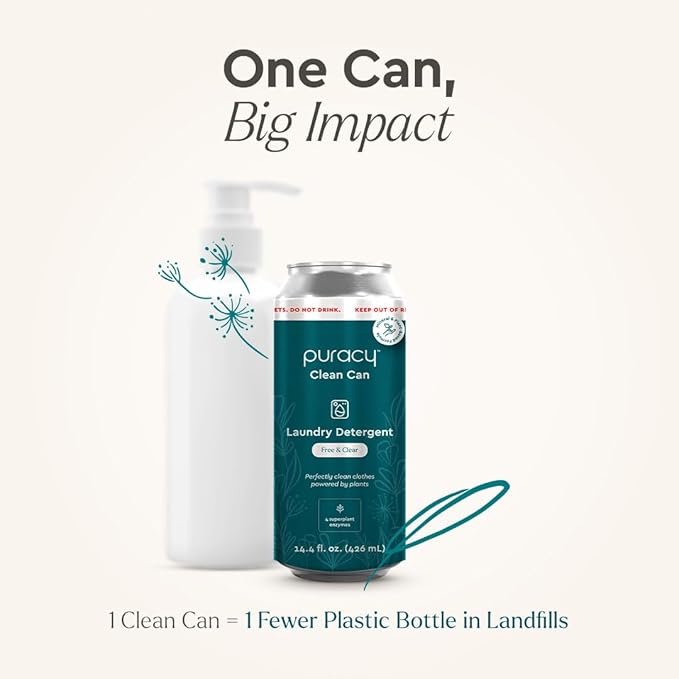 Puracy Liquid Laundry Detergent Clean Can Refill - Enzyme-Powered Liquid Laundry Detergent Concentrate, Natural Laundry Detergent Seen on TikTok, Non-Toxic (Free & Clear, 14.4 fl)