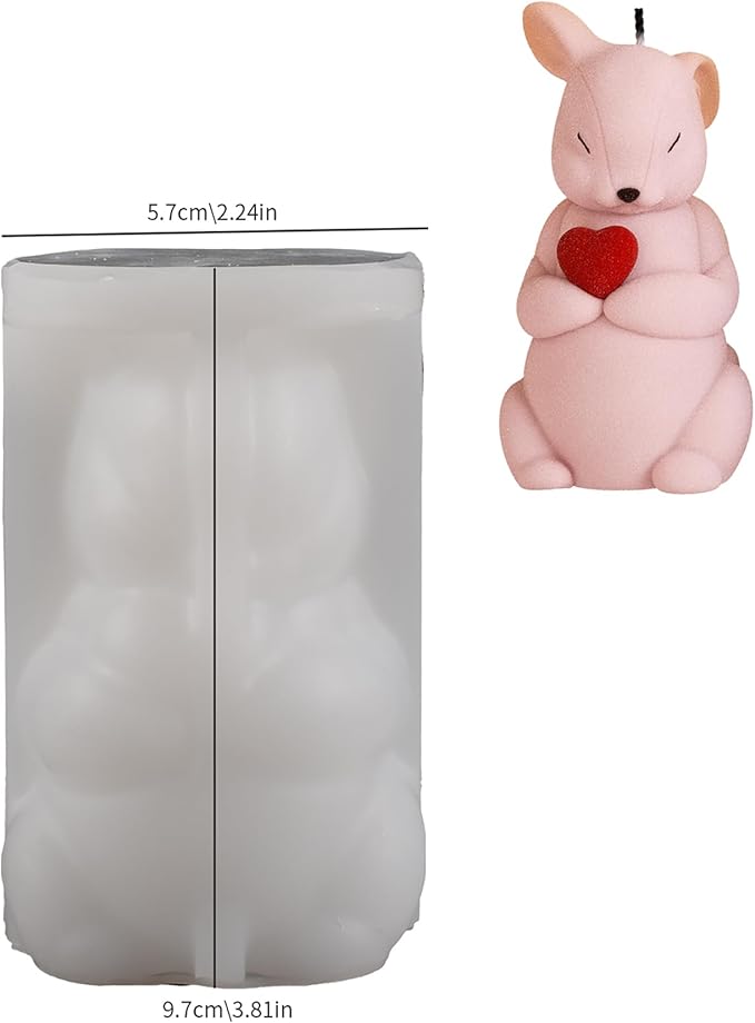 Rabbit Heart Dragon Animal Resin Mold for Casting, Candle Making, Home Decor - 3D Silicone Molds