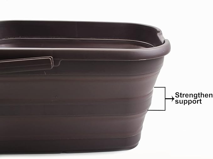 SAMMART 12L (3.17 Gallon) Collapsible Rectangular Handy Bucket (1, Brown)