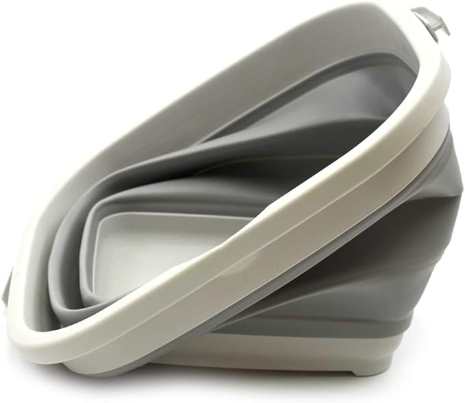 SAMMART Set of 2-11L (2.9 Gallon) Collapsible Rectangular Handy Basket/Bucket (2, Grey)