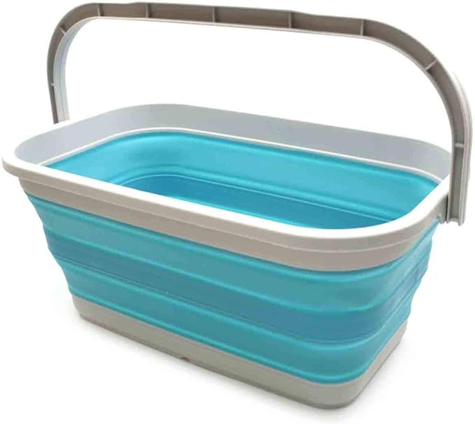 SAMMART Set of 2-11.6L (3.06 Gallon) Collapsible Rectangular Handy Basket/Bucket (Bright Blue, 2)