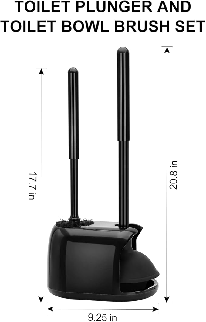 SetSail Toilet Brush and Plunger Set, 2 Packs Toilet Plungers for Bathroom Heavy Duty Toilet Bowl Brush and Holder Hidden Toilet Plunger and Brush Set for Deeply Cleaning 2 Packs - Black