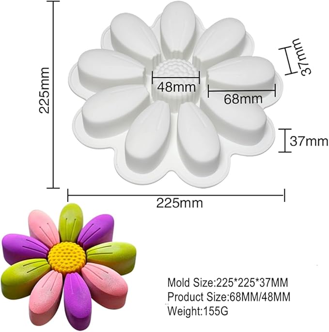 mostsom DIY Sunflower Chocolate Molds Silicone Candy Molds Non Stick Cookies Baking Trays for Party Decorations Food Grade (Sunflower M_9x9x1.48inch)