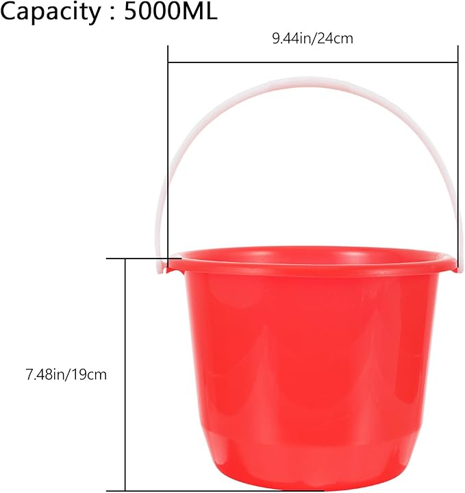 PRETYZOOM Multipurpose Plastic Water Bucket with Handle, 1.3 Gallon Bucket for Home, Gardening, Cleaning, Pet Care, Storage, Durable and Ergonomic Design