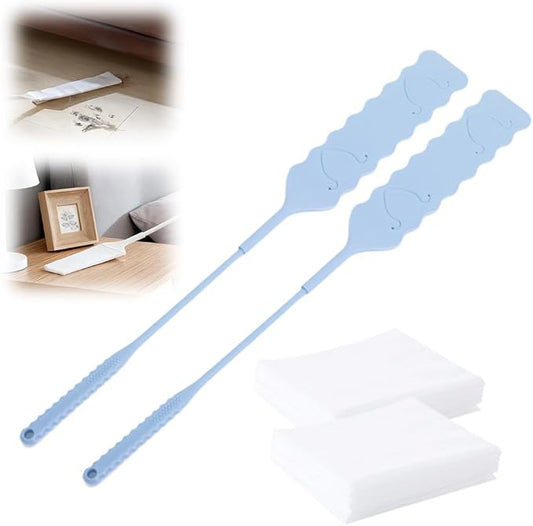 2 Pcs Bendable Gap Dust Cleaner, Blue Bendable Microfiber Duster for Household, Long Handle Flat Duster for Under Appliances, Crevice Cleaning Tool with Nonwoven Fabric (2pcsBlue)