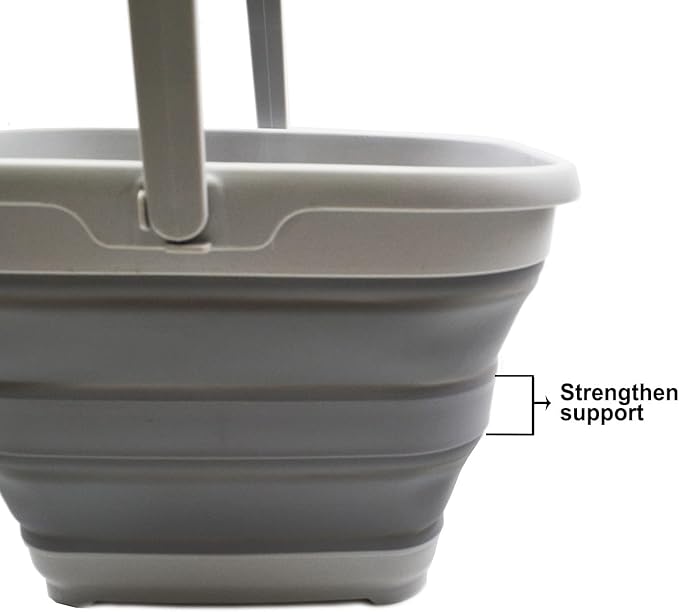 SAMMART 10L (2.6 Gallon) Collapsible Rectangular Handy Bucket (Grey, 1)