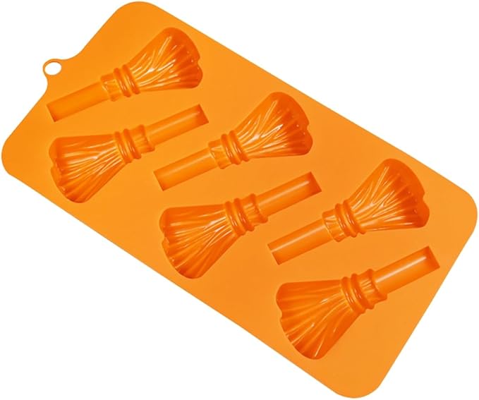 mostsom Chocolate Mold Halloween Molds Silicone for Chocolate 3D Halloween Chocolate Candy Gummy Mold Broom Shapes Mold (J_8.88X4.56X0.6 inch)