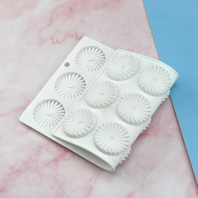 Round Silicone Mold Gear Shape Chocolate Decorating Mould DIY Cake Mousse Molds Baking Accessories Reusable Tools (Round Gear A_10.92 X6.72 X0.28 inch)