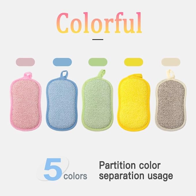 Dish Sponge Kitchen Sponges,Scrub Sponges,Double Sided Cleaning,Non Scratch,Ultra fine Fiber Wiping+Stainless Steel Wire to Remove Stubborn Stains,Durable Thickening (Large 6-Pack)