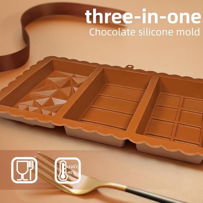 2-Pack 1 Inch Deep Large Silicone Chocolate Bar Molds with Scraper - Extra Deep & Thick Pistachio Chocolate Molds for and DIY Dubai Knafeh Chocolate