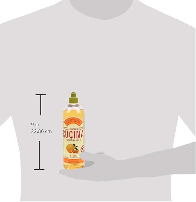 Cucina Fruits & Passion Concentrated Dish Soap, Sanguinelli Orange & Fennel, Gentle Liquid Dishwashing Detergent with Olive Oil, Vegan & Eco-Friendly Formula in Refillable 16.9 fl oz Recyclable Bottle