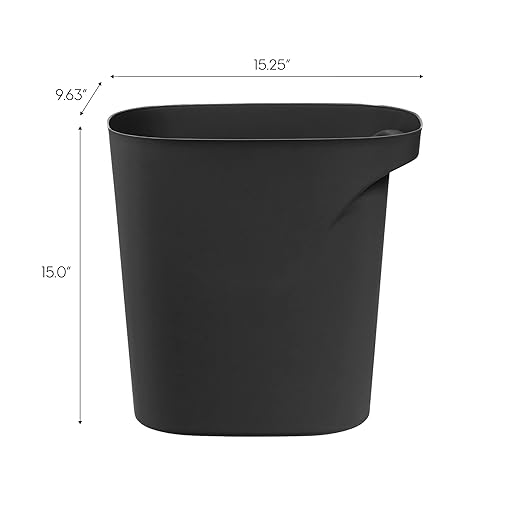 IRIS USA Small Trash Can Wastebasket with Handle, 6 Gallon / 24 Quart, 3-Pack, for Bathroom, Office, Bedroom, Under Sink, Kitchen, Garbage - Black