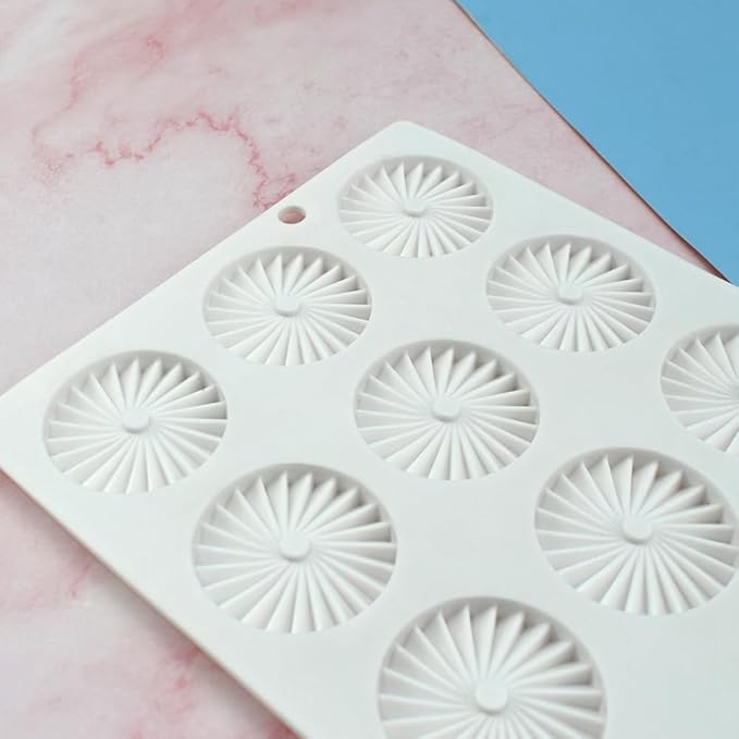 Round Silicone Mold Gear Shape Chocolate Decorating Mould DIY Cake Mousse Molds Baking Accessories Reusable Tools (Round Gear A_10.92 X6.72 X0.28 inch)