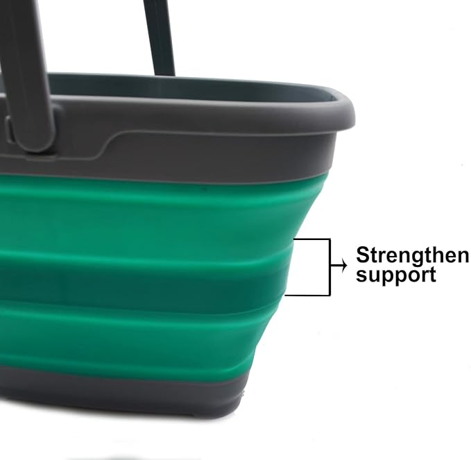 SAMMART 10L (2.6 Gallon) Collapsible Rectangular Handy Basket/Bucket (Dark Grey/Bluish-Green, 1)