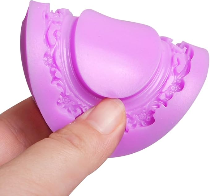 Vintage Frame Silicone Molds Baroque Photo Frame Chocolate Fondant Molds Decorative Oval and Rectangle Shapes, 4-Piece Set, Purple, for Cake Decorating Cupcake Topper Gum Paste Candy Polymer Clay